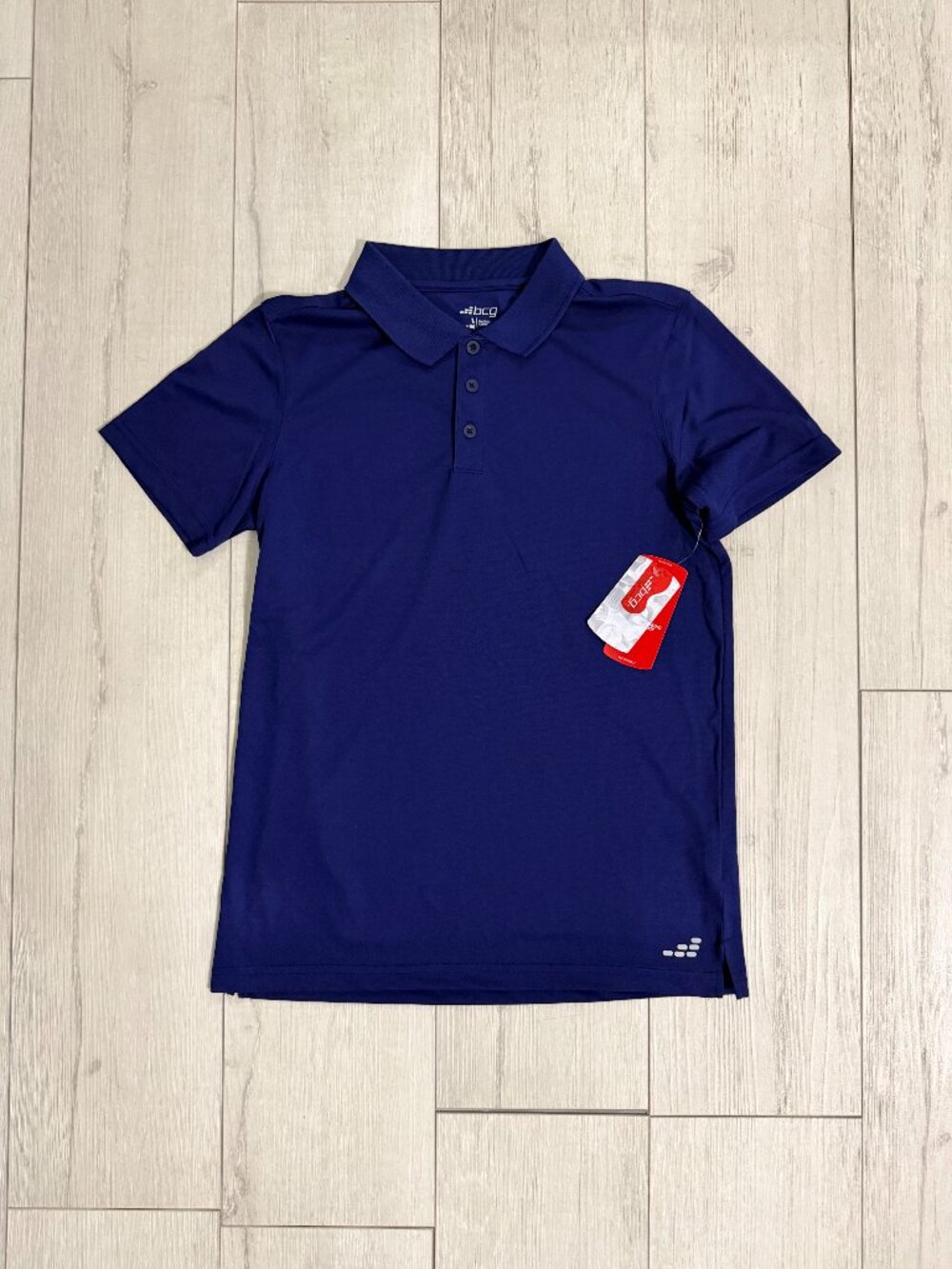 BCG Boys' Performance Polo Shirt School Uniform Large 14-16 Navy Blue NWT